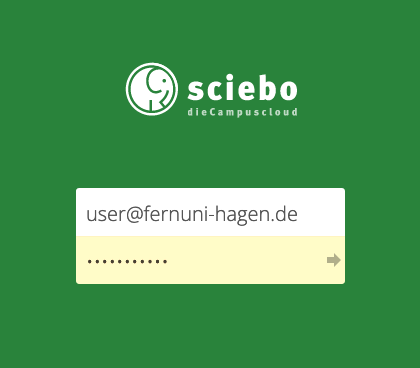 Login auf der Website fernuni-hagen.sciebo.de, Screenshot: FernUniversität
