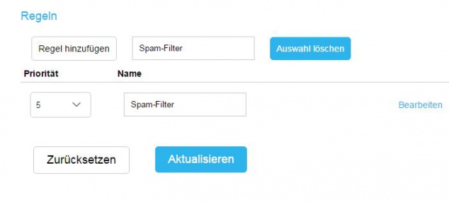 Nachdem Sie die Regel erstellt haben, müssen Sie diese nun bearbeiten. Dazu klicken Sie einfach auf den Button "Bearbeiten".