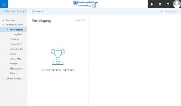 Das Bild zeigt den Posteingang in Outlook Web App (OWA).