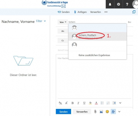 (1) Wählen Sie nach dem Sie das Verzeichnis durchsucht haben das Postfach aus.