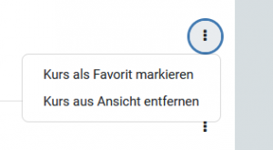Screenshot der Auswahl einen Kurs aus der Ansicht zu entfernen