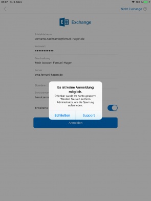 "Es ist keine Anmeldung möglich." ist ein gewolltes verhalten! Siehe Infos hiervor.