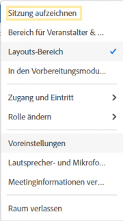 Menüpunkt Sitzung aufzeichnen