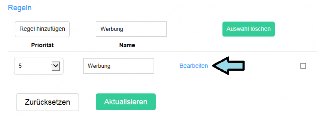 Um eine neue benutzerdefinierte Regel zu erstellen, müssen Sie zunächst die Bezeichnung der Regel festlegen. Danach können Sie diese Erstellen.