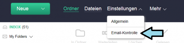 Über das Mail Symbol mit der Lupe gelangen Sie zu den Regeloptionen.