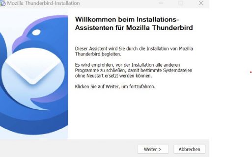 Bestätigen Sie die nächste Abfrage mit „Weiter“.