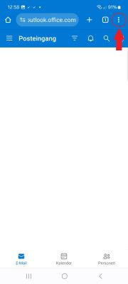 Tippen Sie oben auf die drei Punkte für das Browser-Menü.