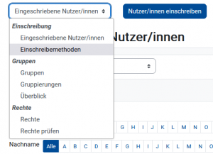 Screenshot, wo die Einschreibemethoden im neuen Moodle zu finden sind