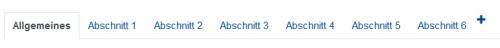 Screenshot der horizontalen Registerkarten