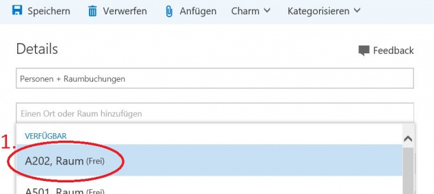 Schritt 3: Klicken Sie auf einen verfügbaren Raum (1).