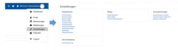 Pfad zu den Profil-Einstellungen
