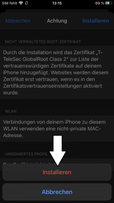 Bestätigen Sie die Installation erneut.