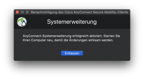 Es öffnet sich ein weiteres Fenster, dass die Installation erfolgreich abgeschlossen wurde und der PC neugestartet werden muss. Führen Sie diesen Schritt aus.