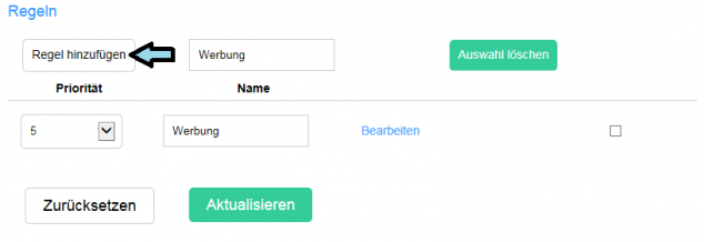 In den Optionen finden Sie nun die "Ferien-Benachrichtigung" (Abwesendheitsnotiz) sowie benutzerdefinierte Regeln. Nachdem Sie eine Änderungen vorgenommen haben, bestätigen Sie die Einstellungen oben links mit dem Haken.