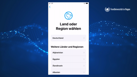 Danach wählen Sie das Land, in dem Sie das Gerät nutzen.